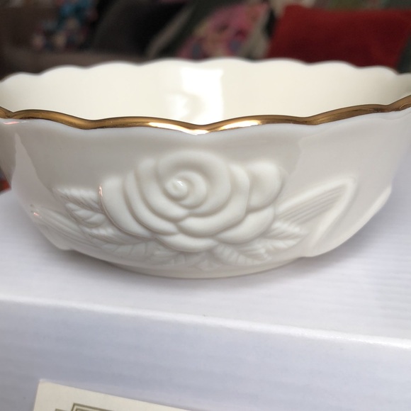 LENOX NIB Rose Blossom Bowl 4.5" Fine Bone China Pure 24K Gold COA Collectible - Picture 6 of 11